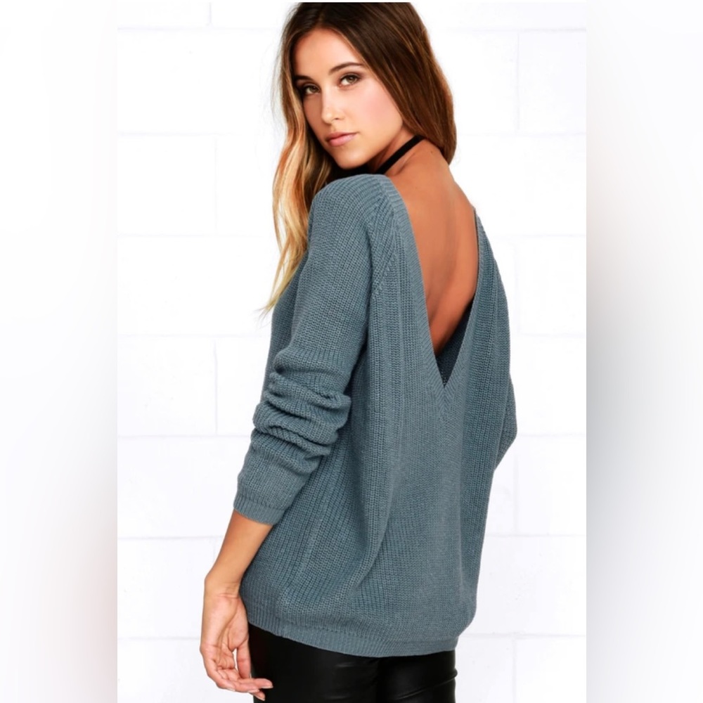 Lulu’s Just For You low back sweater in Slate Blue - Small